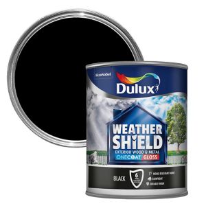 Image of Dulux Weathershield Black Gloss Metal & wood paint 0.75
