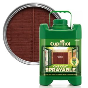 Image of Cuprinol One coat sprayable Autumn brown Wood paint 5L