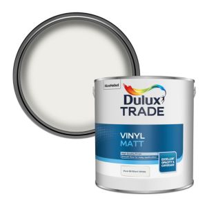 Image of Dulux Trade Pure brilliant white Matt Emulsion paint 2.5L