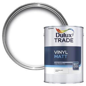 Image of Dulux Trade Pure brilliant white Matt Emulsion paint 5L