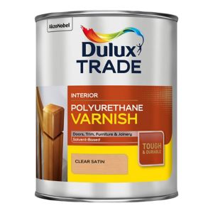 Image of Dulux Trade Clear Satin Wood varnish 1L