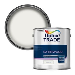 Image of Dulux Trade Pure brilliant white Satinwood Metal & wood paint 2.5L