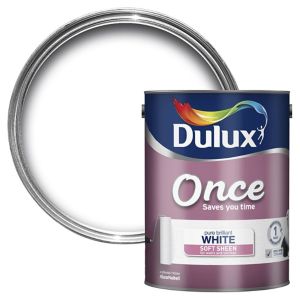 Image of Dulux Once Pure brilliant white Soft sheen Emulsion paint 5L