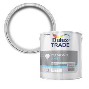 Image of Dulux Trade Diamond Pure brilliant white Matt Emulsion paint 2.5L