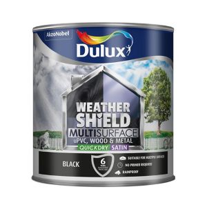 Image of Dulux Weathershield Black Satin Multi-surface paint 2.5L