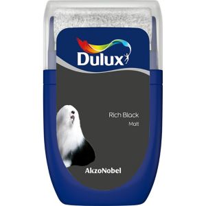 Image of Dulux Standard Rich black Matt Emulsion paint 0.03L Tester pot