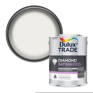 Image of Dulux Trade Diamond Pure brilliant white Satinwood Metal & wood paint 2.5L