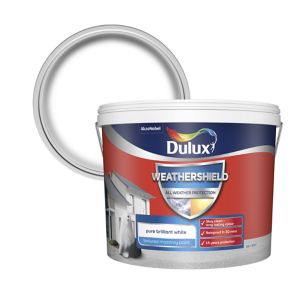 Image of Dulux Weathershield All weather protection Pure brilliant white Textured Matt Masonry paint 10L