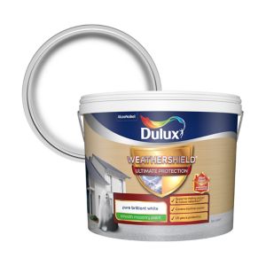Image of Dulux Weathershield Ultimate protection Pure brilliant white Smooth Matt Masonry paint 10L
