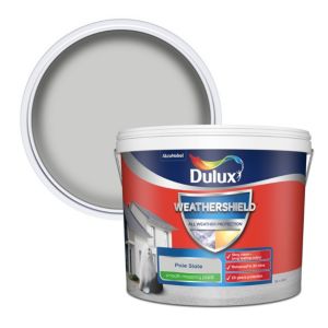 Image of Dulux Weathershield All weather protection Pale slate Smooth Matt Masonry paint 10L