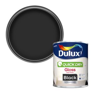 Image of Dulux Quick dry Black Gloss Metal & wood paint 0.75L