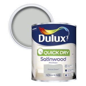 Image of Dulux Quick dry Goose down Satinwood Metal & wood paint 0.75L