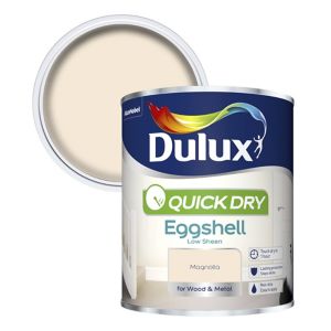 Image of Dulux Quick dry Magnolia Eggshell Metal & wood paint 0.75L