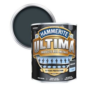 Image of Hammerite Ultima Dark Grey Gloss Metal paint 750ml