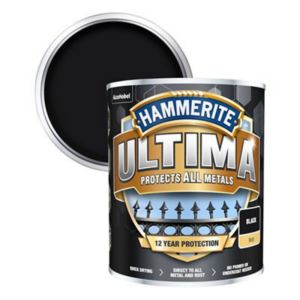 Image of Hammerite Ultima Black Matt Metal paint 750ml