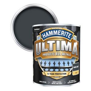 Image of Hammerite Ultima Dark Grey Matt Metal paint 750ml