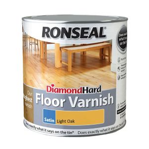 Image of Ronseal Diamond hard Light oak Satin Floor Wood varnish 2.5L