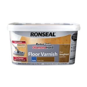 Image of Ronseal Diamond hard Dark oak Satin Floor Wood varnish 2.5L