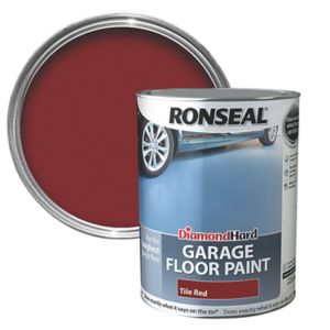Image of Ronseal Diamond hard Tile red Satin Garage floor paint 5L