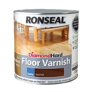 Image of Ronseal Diamond hard Walnut Satin Floor Wood varnish 2.5L