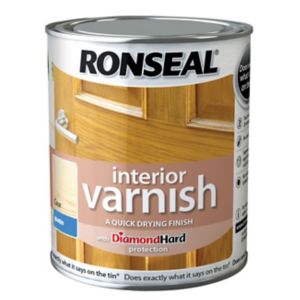 Image of Ronseal Diamond hard Clear Satin Wood varnish 0.25L