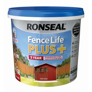 Image of Ronseal Fence life plus Red cedar Matt Fence & shed Wood treatment 5L