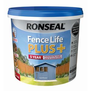 Image of Ronseal Fence life plus Cornflower Matt Fence & shed Wood treatment 5L