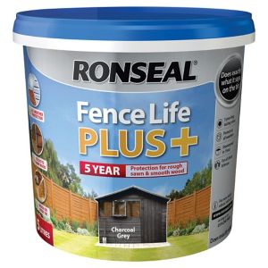 Image of Ronseal Fence life plus Charcoal grey Matt Fence & shed Wood treatment 5L