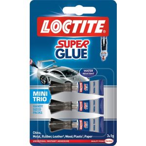 Image of Loctite Mini trio Liquid Superglue 1g Pack of 3