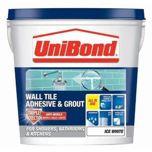 Image of UniBond Ready mixed Ice white Wall Tile Adhesive & grout 1.28kg