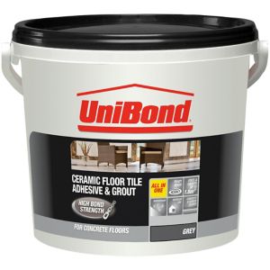 Image of UniBond Ready mixed Grey Floor Tile Adhesive & grout 7.2kg