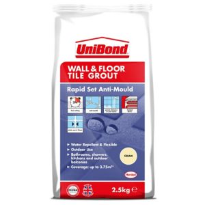 Image of UniBond Rapid Set Cream Wall & floor Grout 2.5kg Bag