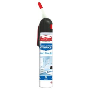 Image of UniBond Healthy kitchen & bathroom Mould resistant Translucent Silicone-based Sealant 200ml