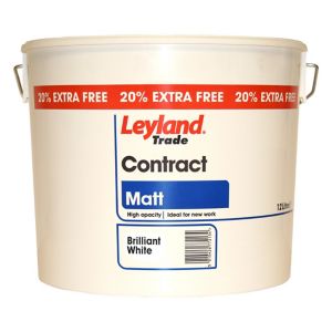 Image of Leyland Trade Contract White Matt Emulsion paint 12L