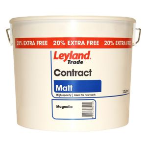 Image of Leyland Trade Contract Magnolia Matt Emulsion paint 12L