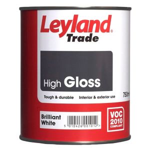 Image of Leyland Trade Pure brilliant white Gloss Metal & wood paint 0.75L