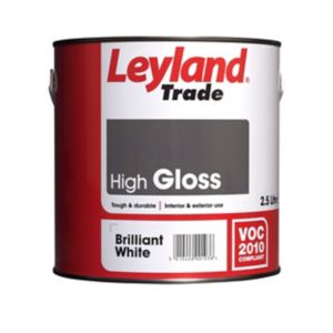 Image of Leyland Trade Pure brilliant white Gloss Metal & wood paint 2.5L