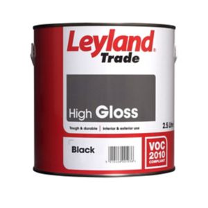 Image of Leyland Trade Black Gloss Metal & wood paint 2.5L