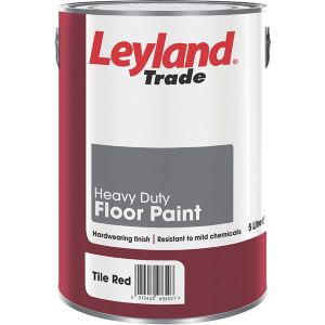 Image of Leyland Trade Heavy duty Tile red Satin Floor paint 5L