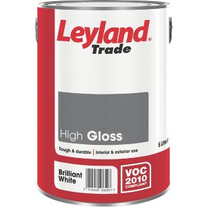 Image of Leyland Trade Pure brilliant white Gloss Metal & wood paint 5L
