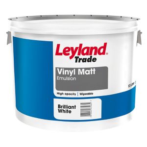 Image of Leyland Trade Brilliant white Matt Emulsion paint 10L