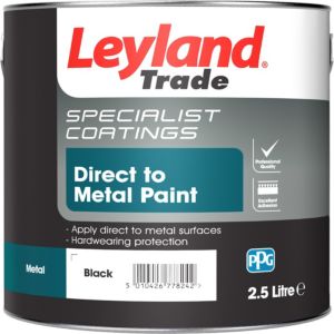 Image of Leyland Trade Specialist Black Semi-gloss Metal paint 2.5L