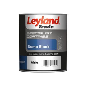 Image of Leyland Trade Specialist coatings White Damp block paint 0.75L