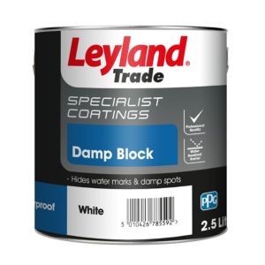 Image of Leyland Trade White Damp block paint 2.5L