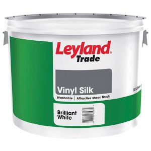 Image of Leyland Trade White Vinyl silk Emulsion paint 10L