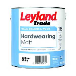 Image of Leyland Trade Brilliant white Matt Emulsion paint 2.5L
