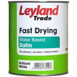 Image of Leyland Trade Pure brilliant white Satin Metal & wood paint 0.75L