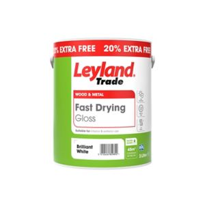 Image of Leyland Trade Fast drying Pure brilliant white Gloss Metal & wood paint 3L