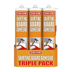 Image of Evo-Stik Solvent-free Acrylic-based Buff Skirting board Adhesive 930ml Pack of 3