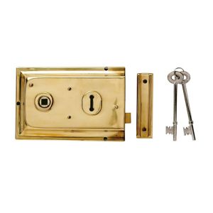 Image of Yale 43mm Polished Brass effect Metal Rim lock (H)104mm (L)156mm